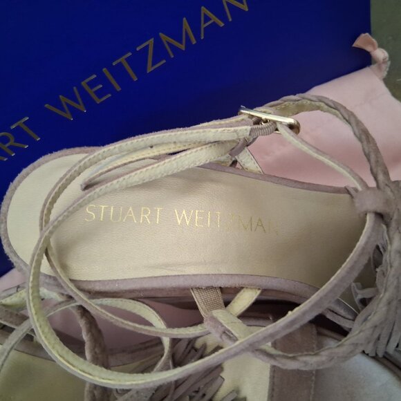 Stuart Weitzman Wedge Suede Sandals Shoes - Picture 3 of 10